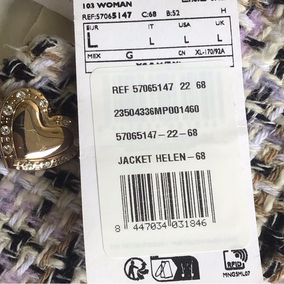 Mango Helen tweed heart button bomber jacket - Picture 6 of 16